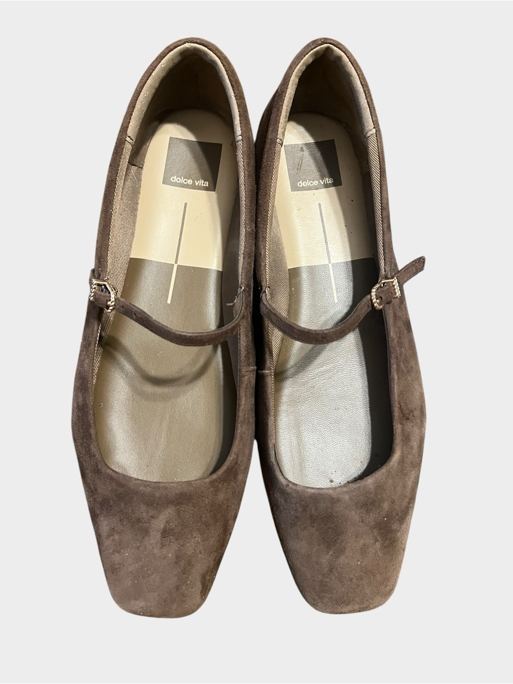 Dolce Vita Reyes Dark Brown Suede Mary Jane Ballet Flats Women’s Size 10